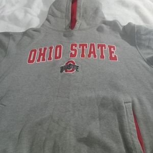 Champs, Gray Ohio State Hoodie with Red Accents, There is no String to the hoodi